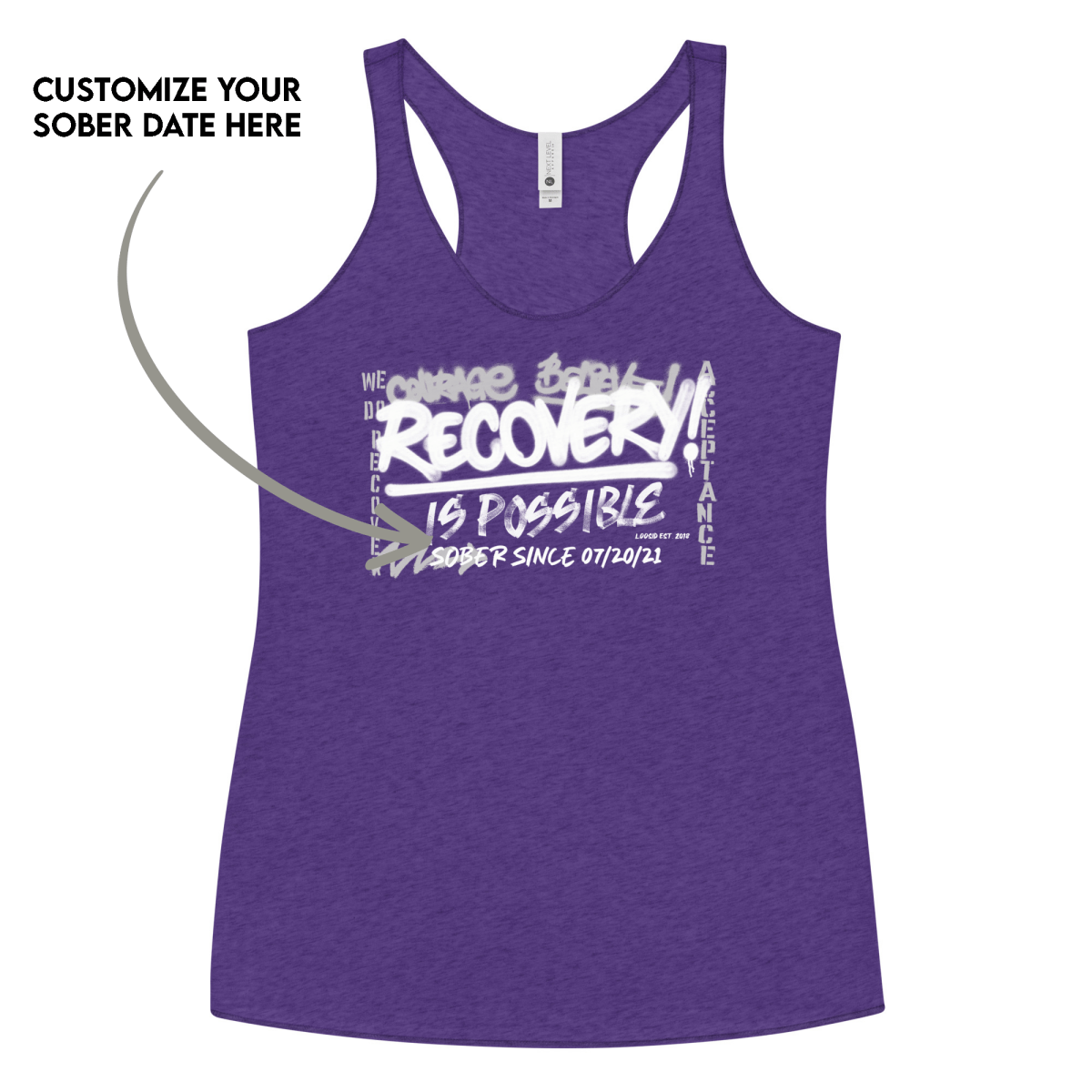 Recovery Is Possible Sober Tank Top lifestyle view (view 5)