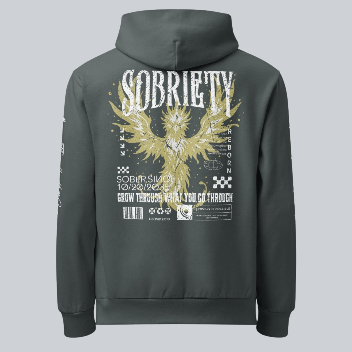 Sober Hoodie Limited Edition Recovery Hoodie close-up view (view 2)