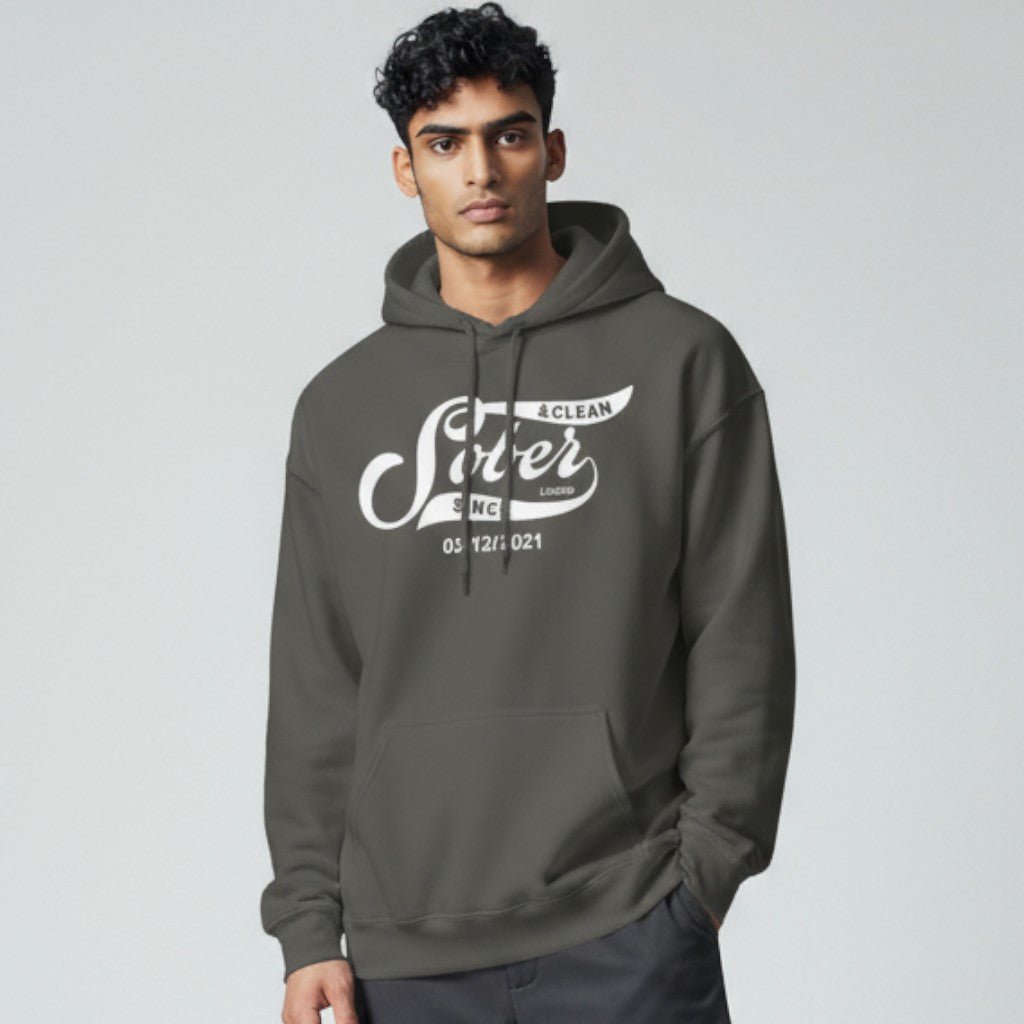 Men Sober Since Recovery Hoodie packaging detail (view 18)