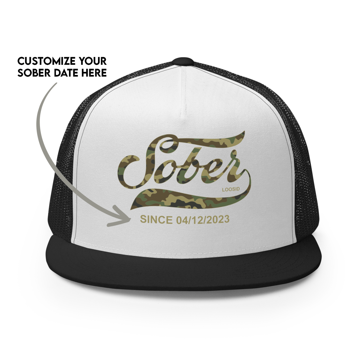 Sober Since Camo w Personalized Date Sober Hat product photo (view 10)