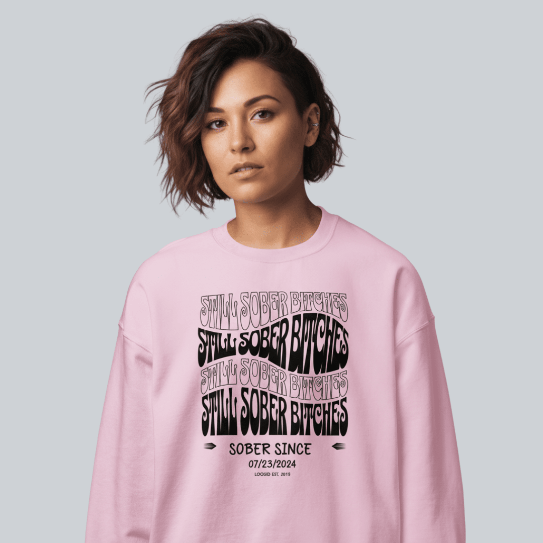 Still Sober B Recovery Hoodie flat lay styled image (view 33)
