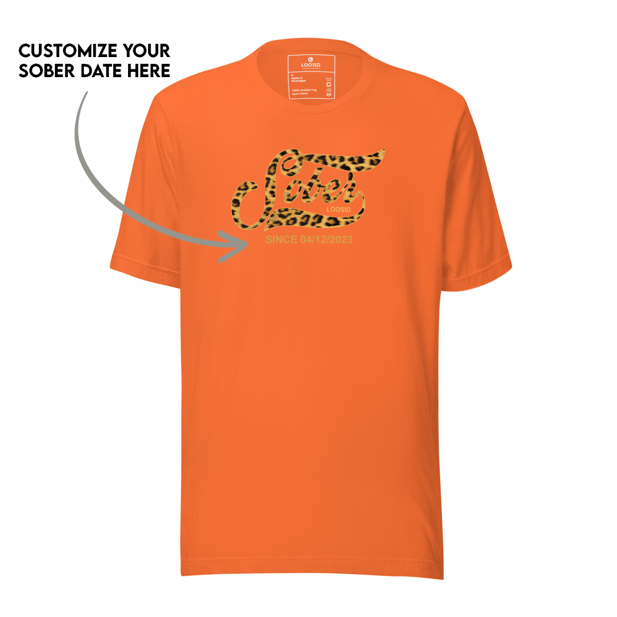 Leopard Sober Since Sober T Shirt lifestyle view (view 15)