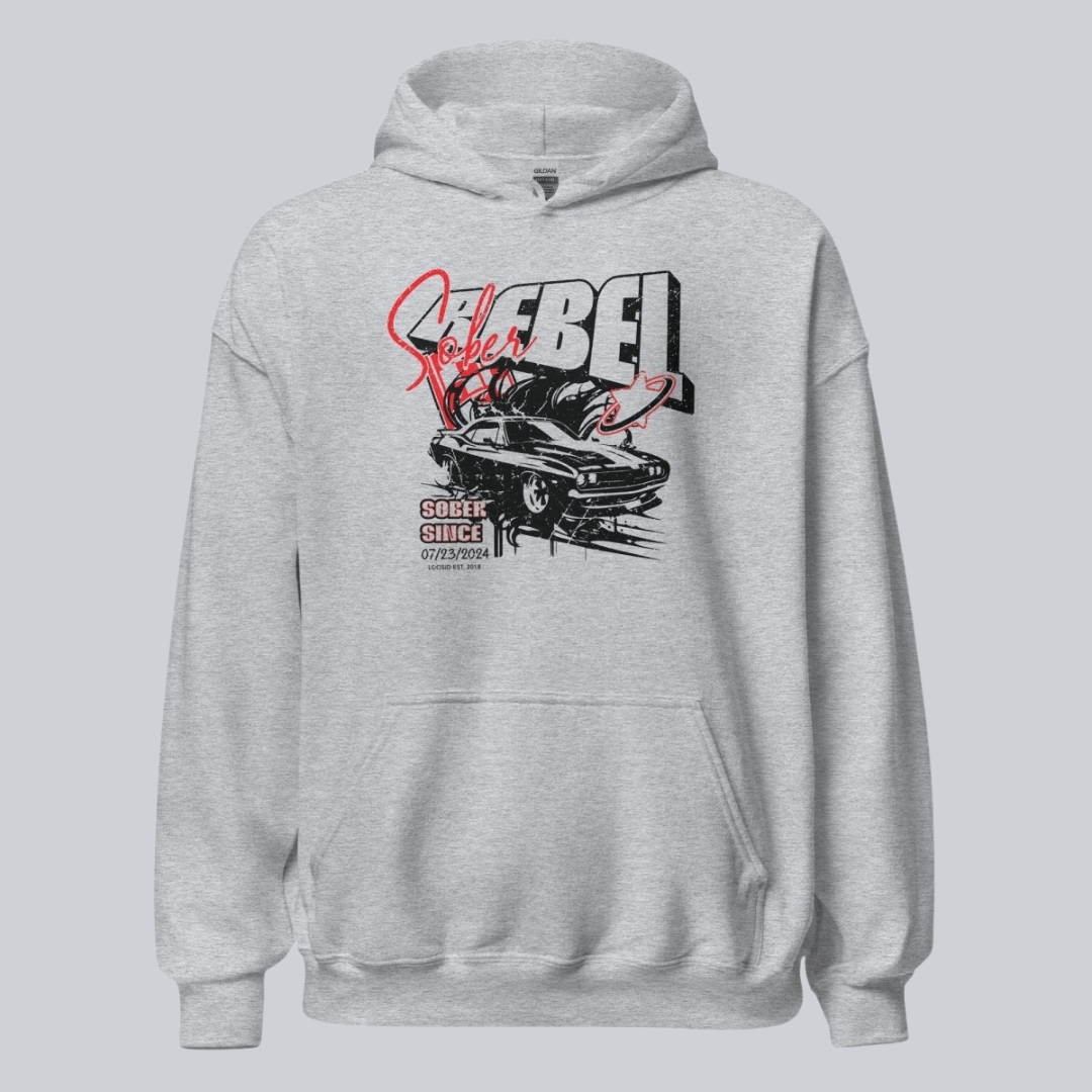 Sober Rebel Custom Sobriety Date Recovery Hoodie side view (view 6)
