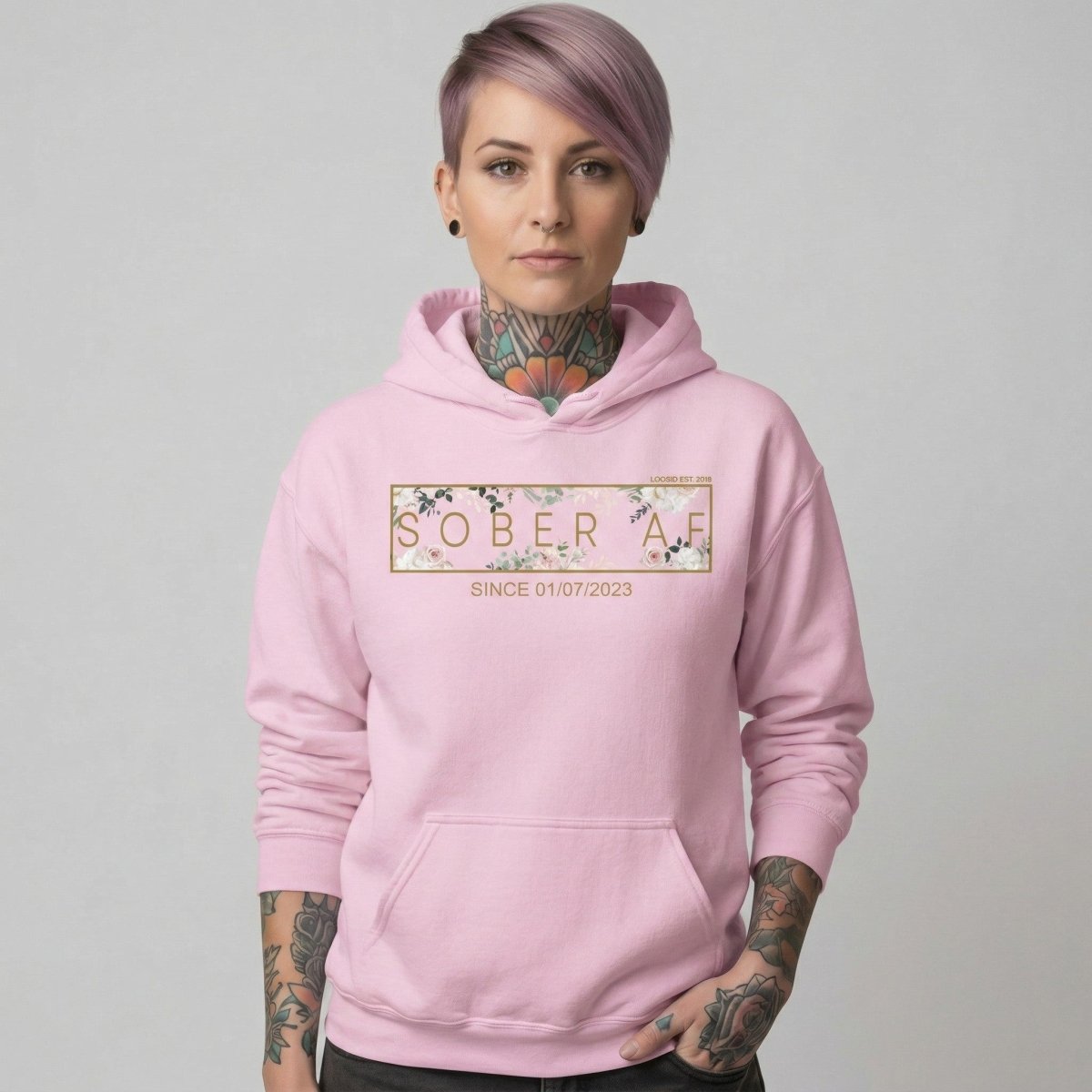 Sober AF Flower Recovery Hoodie featuring the design (view 41)