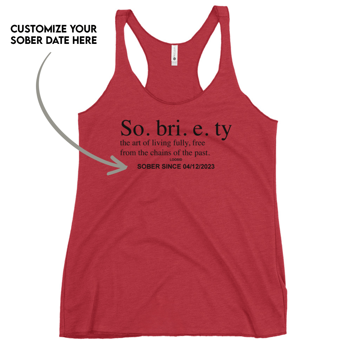 Sobriety Definition Women's w Personalize Sober Date Sober Tank Top lifestyle view (view 5)