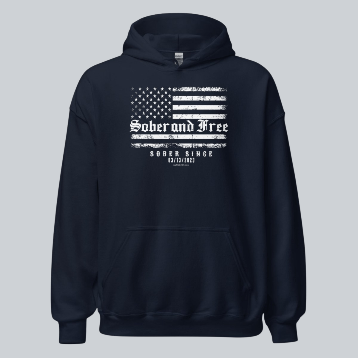 Sober and Free Custom Sobriety Date Recovery Hoodie back view (view 7)