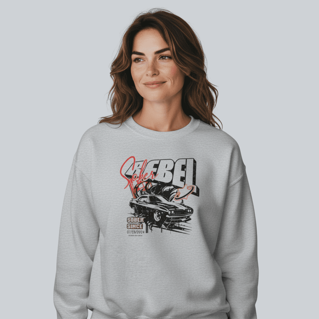 Sober Rebel Sobriety Recovery Hoodie lifestyle view (view 5)