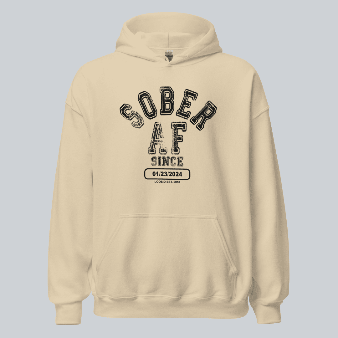 Sober AF Since Recovery Hoodie back view (view 27)