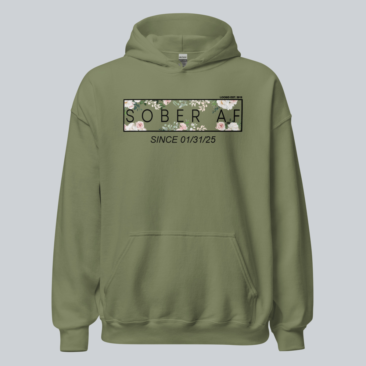 Sober AF Flower Recovery Hoodie close-up view (view 12)