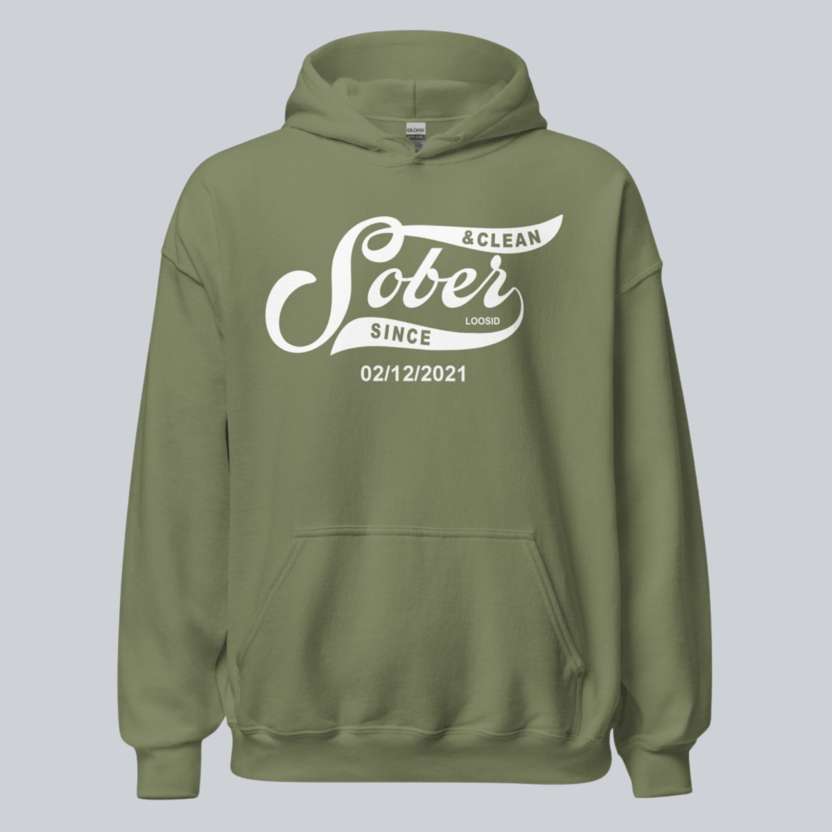 Men Sober Since Recovery Hoodie fit detail (view 19)