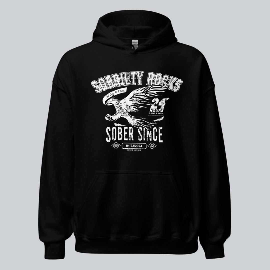 Sober Since Recovery Hoodie fit detail (view 9)