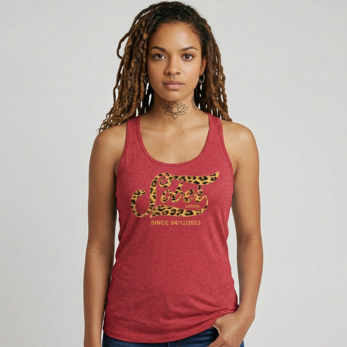 Leopard Sober Since Sober Tank Top side view (view 16)