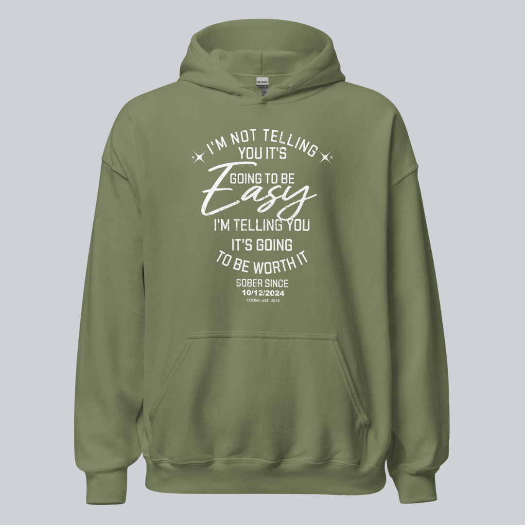 I'm Not Telling Your It's Easy Custom Sobriety Recovery Hoodie back view (view 17)