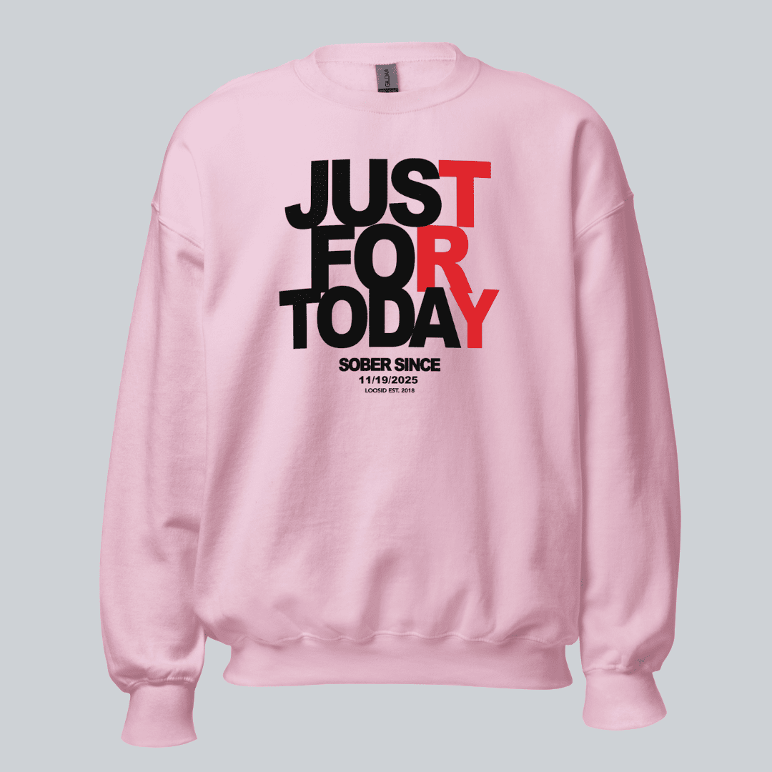 Just Try For Today Sobriety Recovery Hoodie fit detail (view 19)