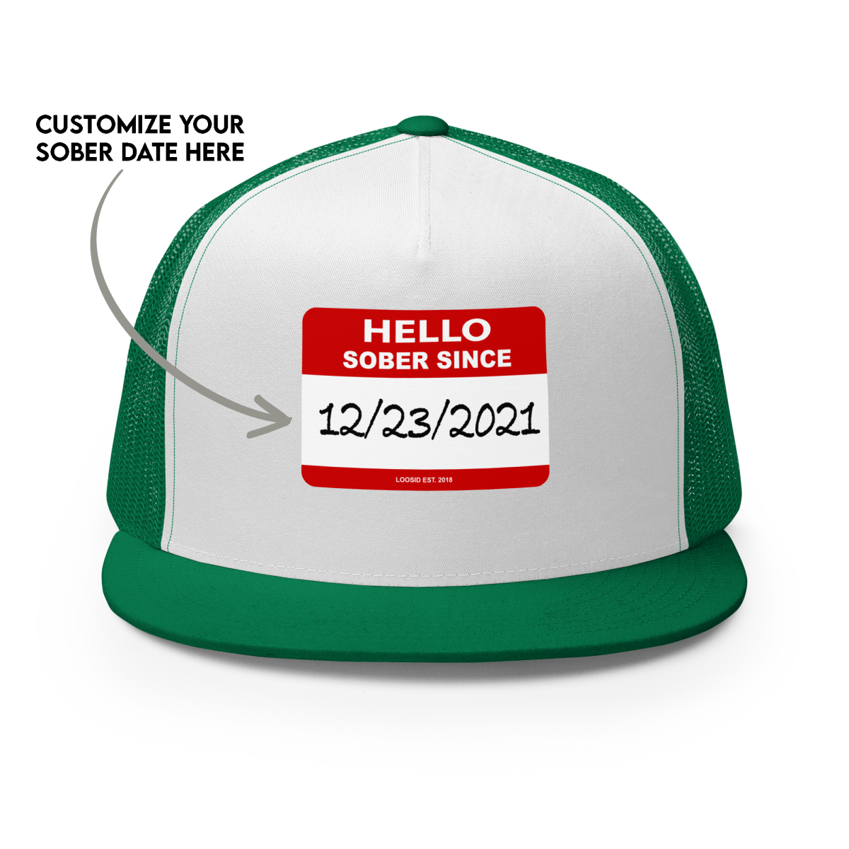 Hello Sober Since Sober Hat flat lay styled image (view 13)