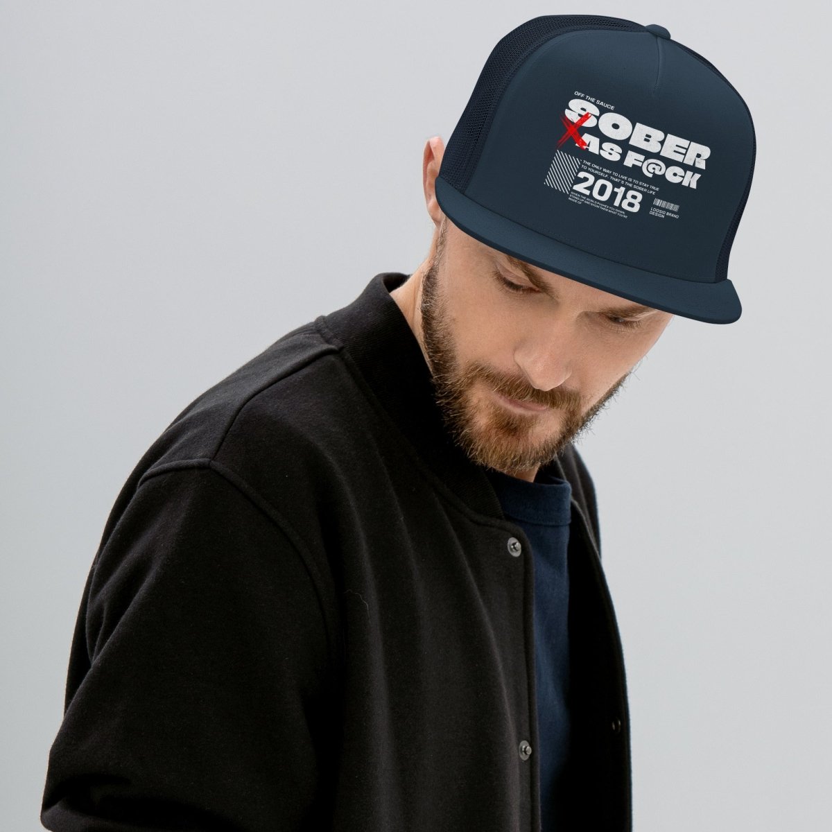 Loosid Sober As F ck Trucker Sober Sober Hat featuring the design