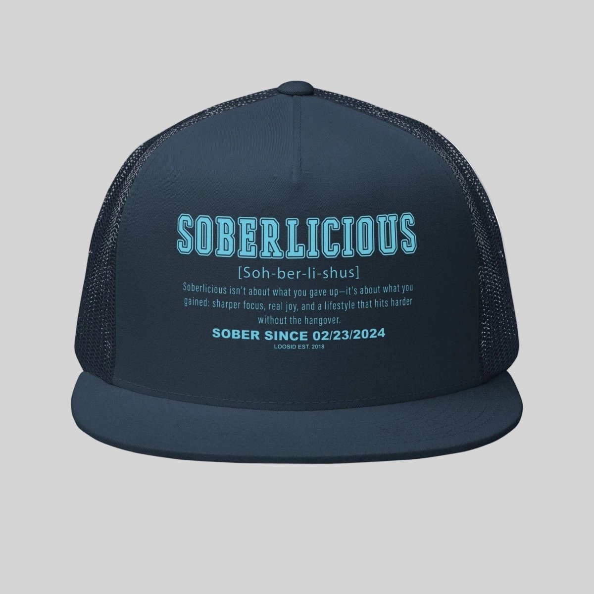 Soberlicious Definition w Custom Sobriety Date Sober Hat close-up view (view 2)