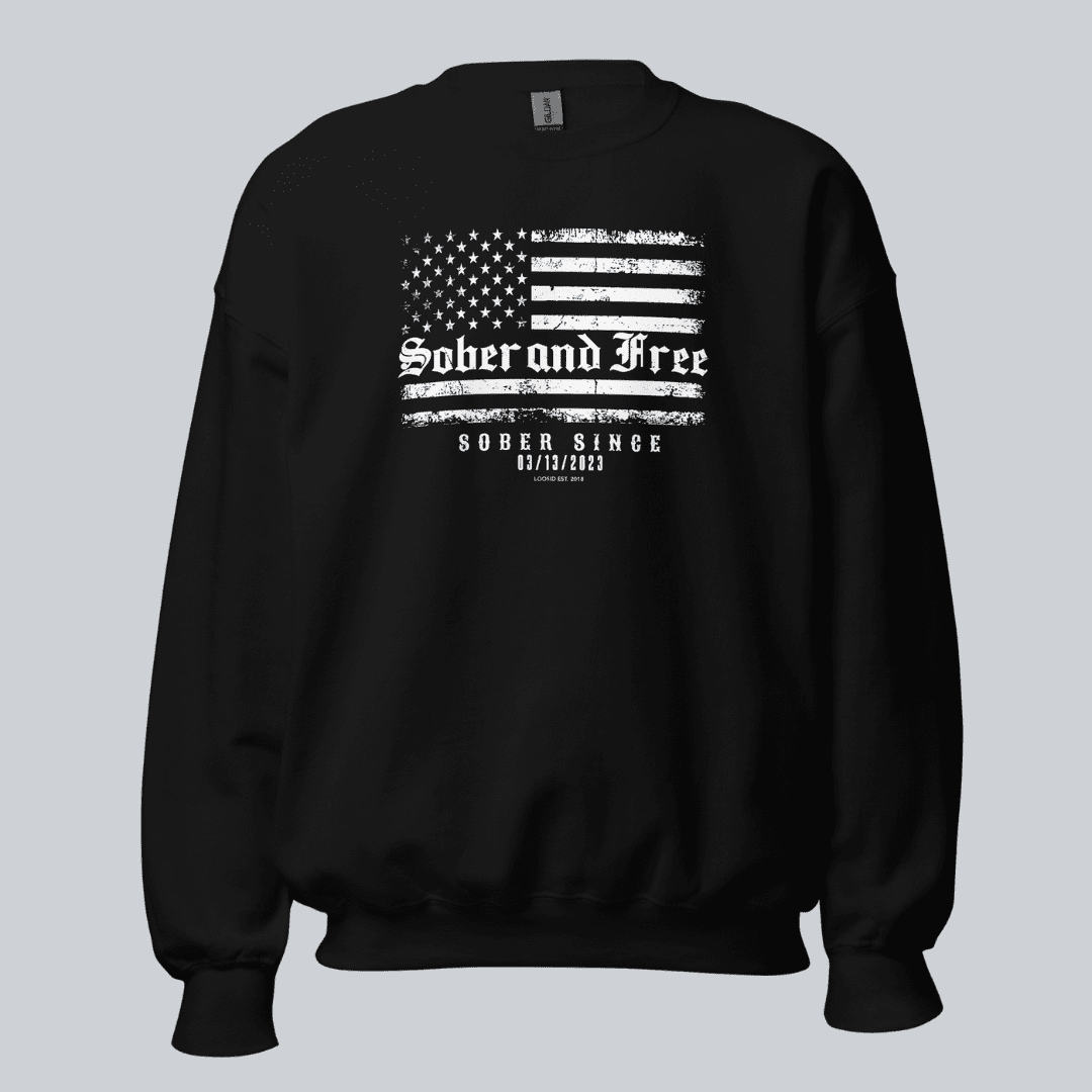 Sober and Free Sobriety Recovery Hoodie flat lay styled image (view 3)