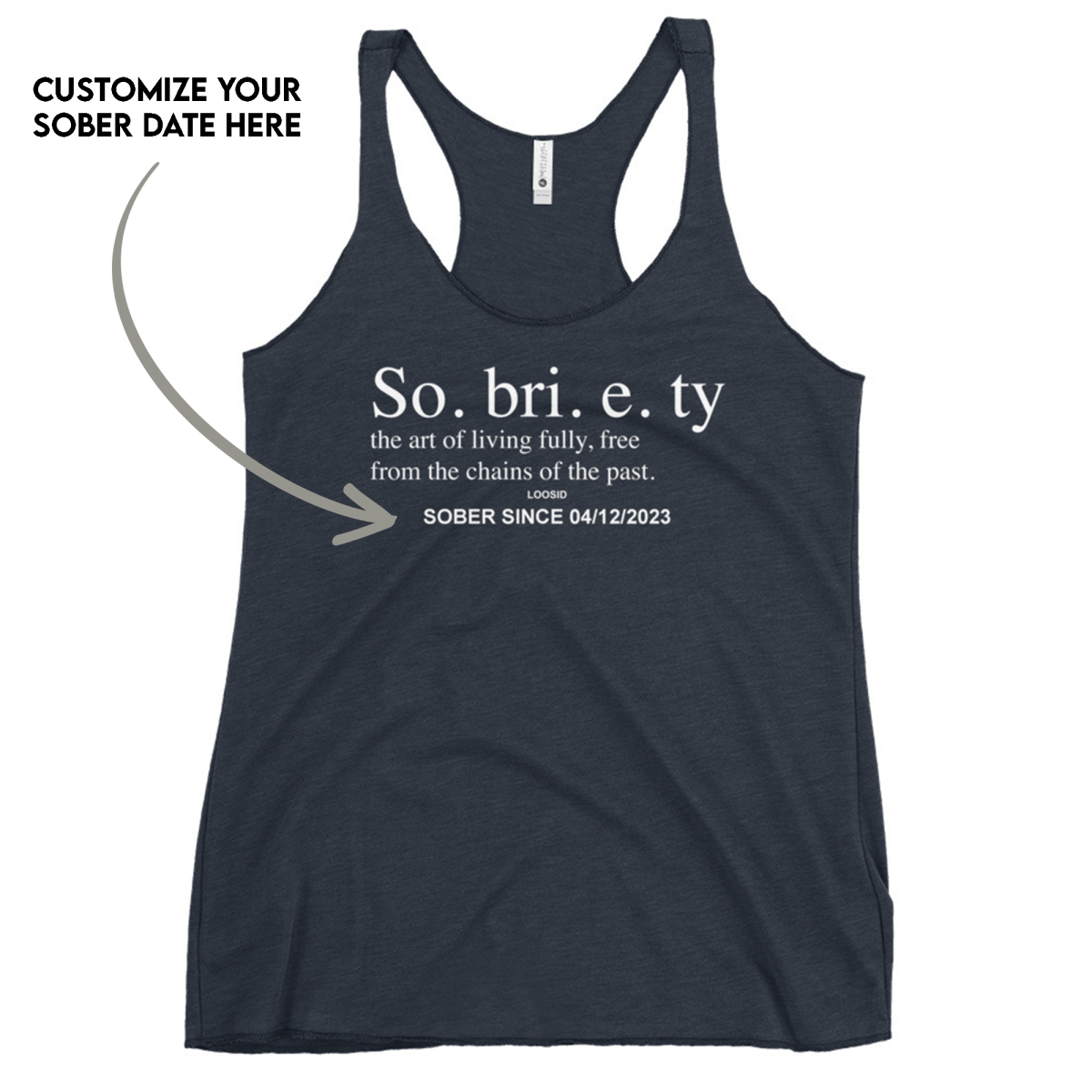 Sobriety Definition Women's w Personalize Sober Date Sober Tank Top featuring the design (view 11)