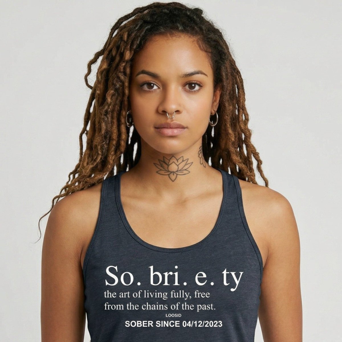Sobriety Definition Women's w Personalize Sober Date Sober Tank Top close-up view (view 12)
