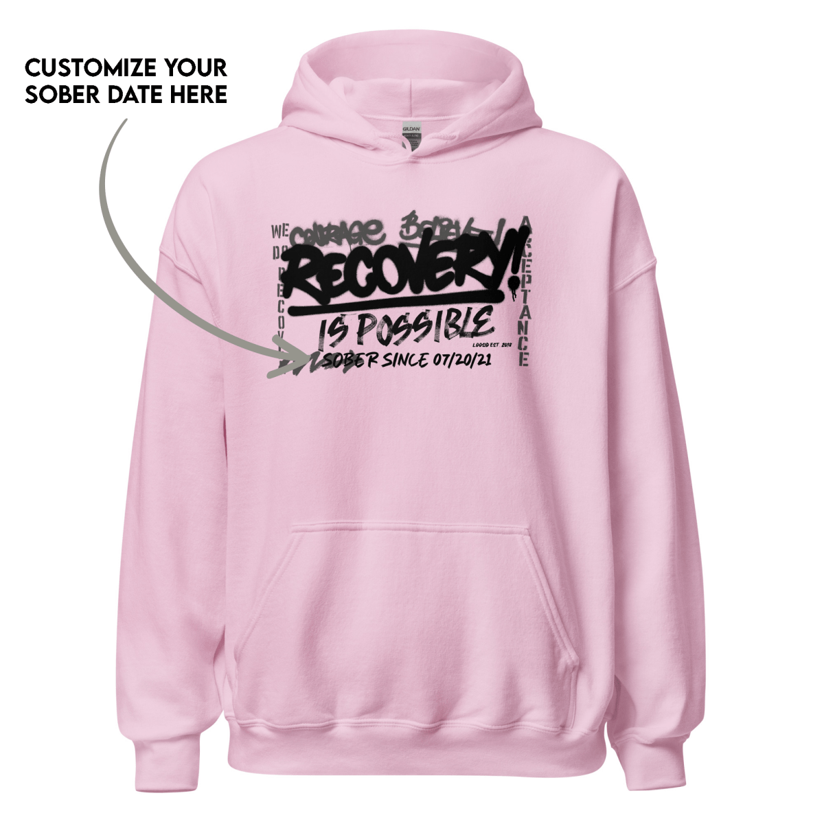 Recovery Is Possible for Women Recovery Hoodie flat lay styled image (view 3)