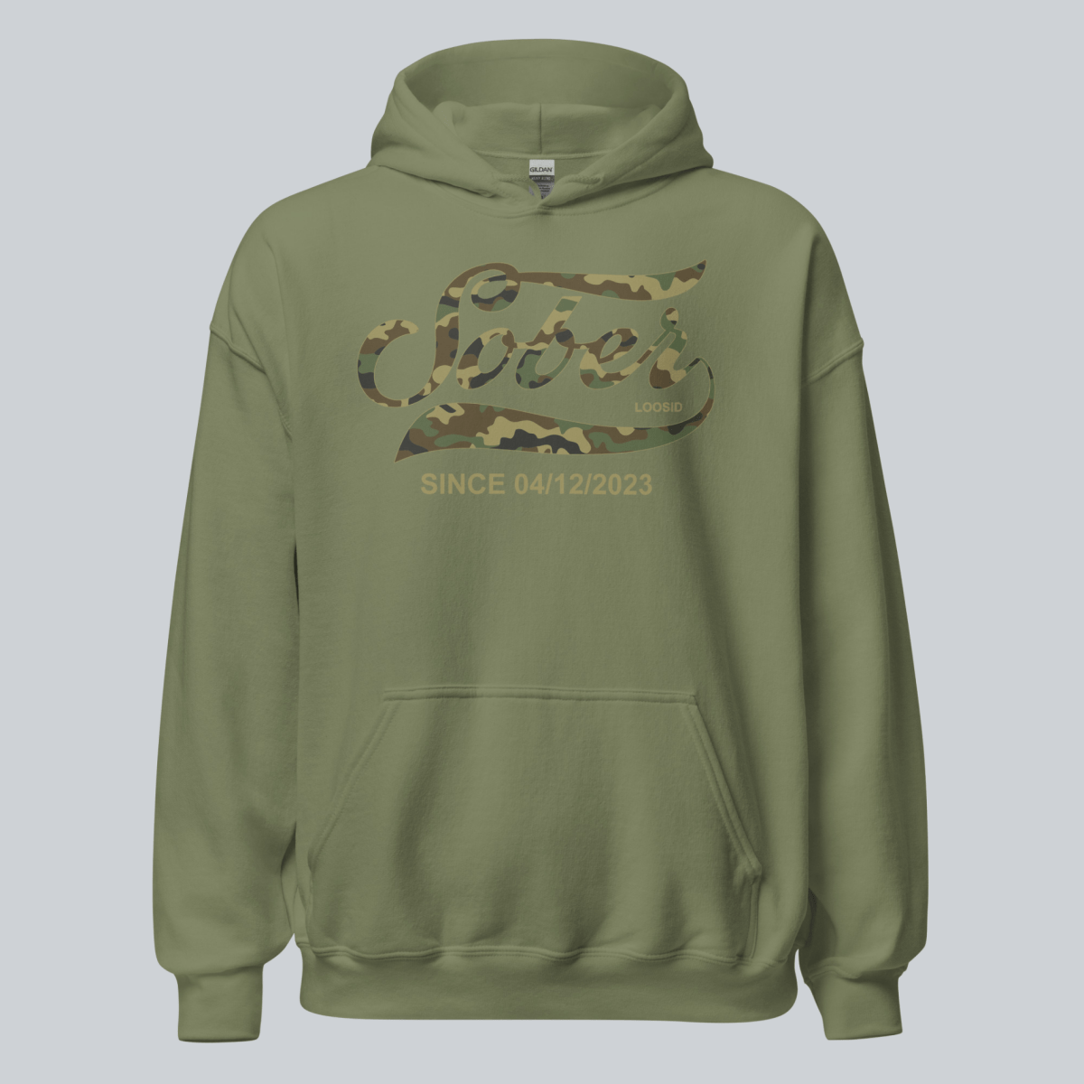 Sober Since Camo Recovery Hoodie featuring the design (view 11)
