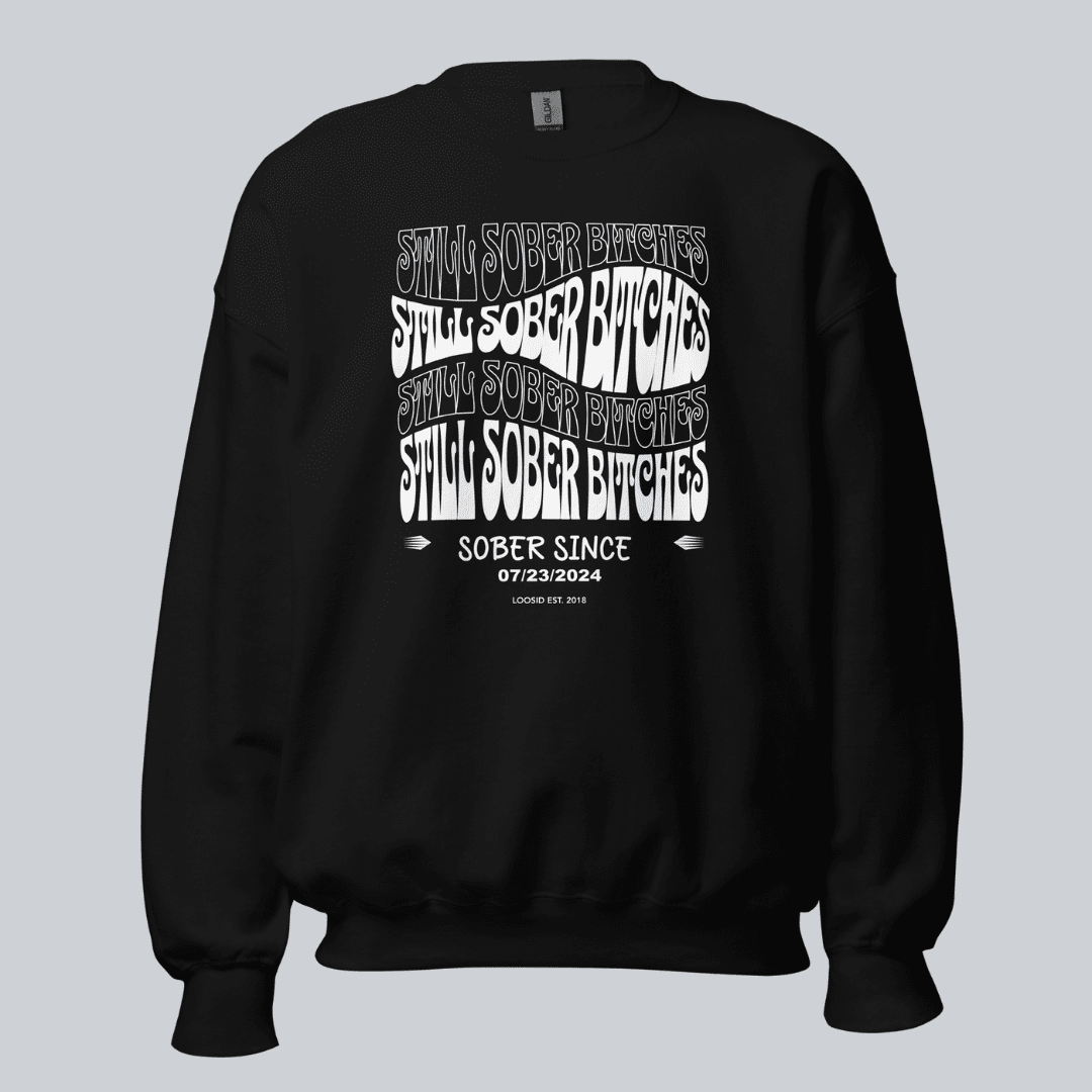 Still Sober B Recovery Hoodie flat lay styled image (view 3)