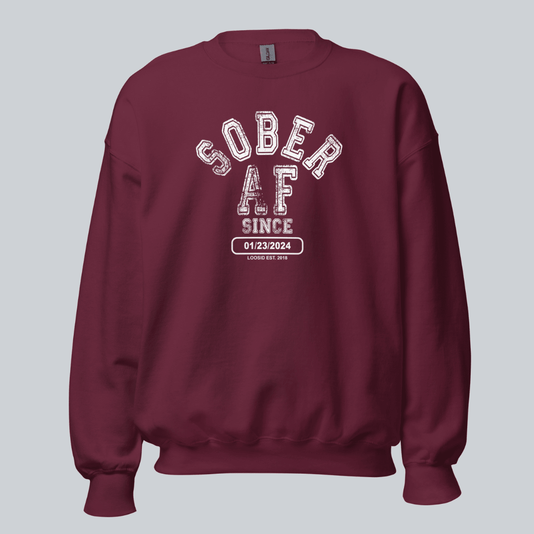 Sober AF Since Recovery Hoodie flat lay styled image (view 13)