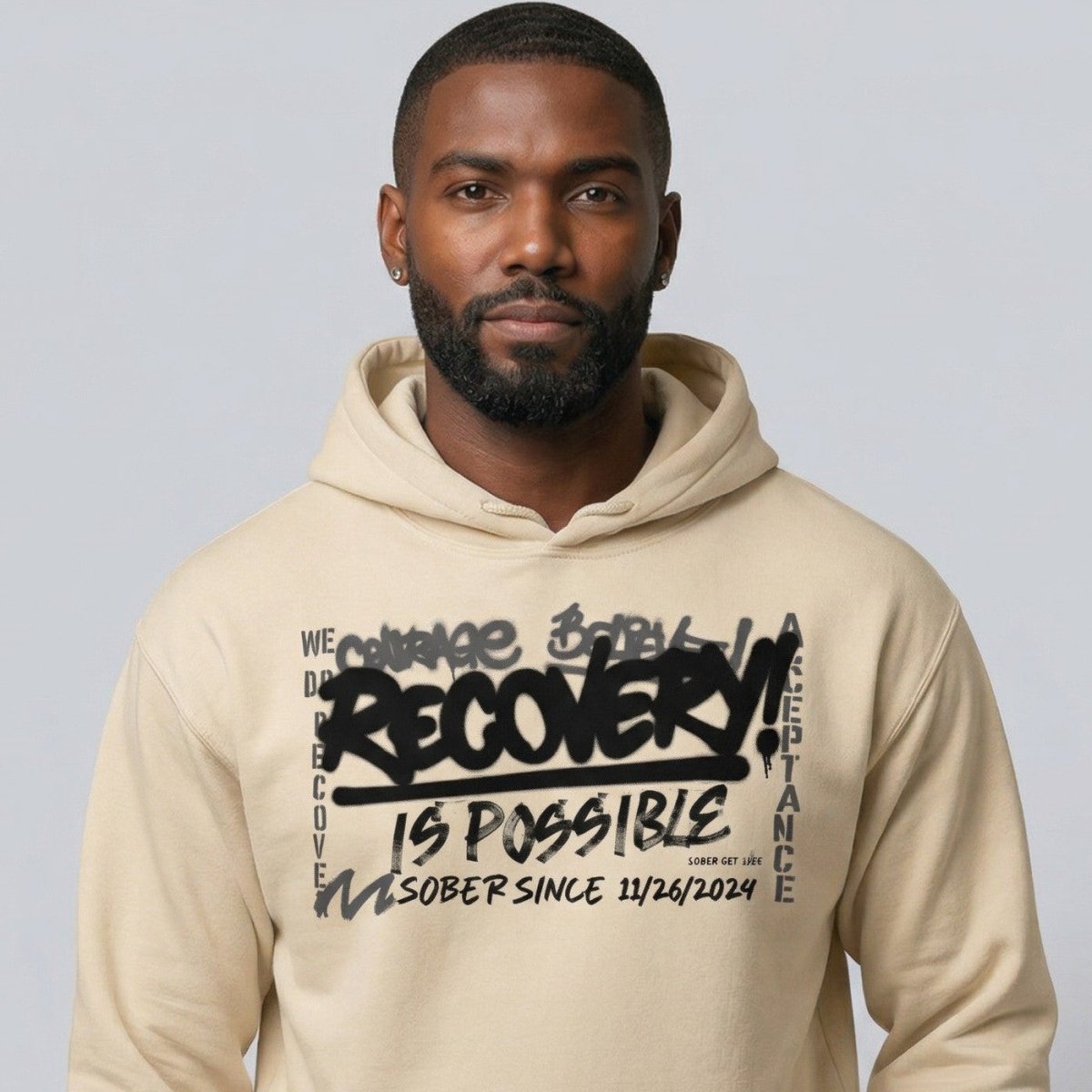 Recovery Is Possible Hoodie with Date Recovery Hoodie close-up view (view 42)