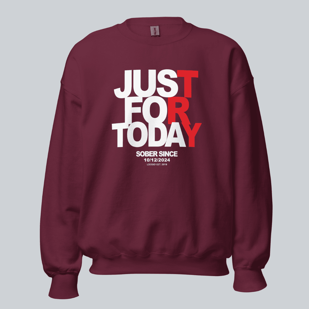 Just Try For Today Sobriety Recovery Hoodie close-up view (view 22)