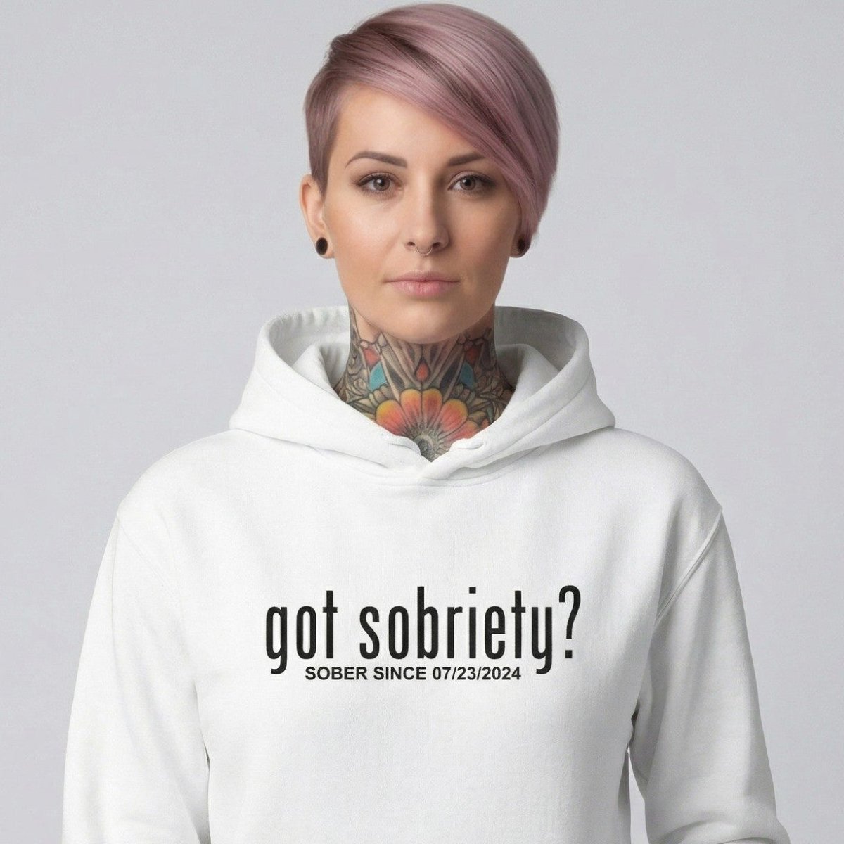 Got Sobriety Recovery Hoodie close-up view (view 2)