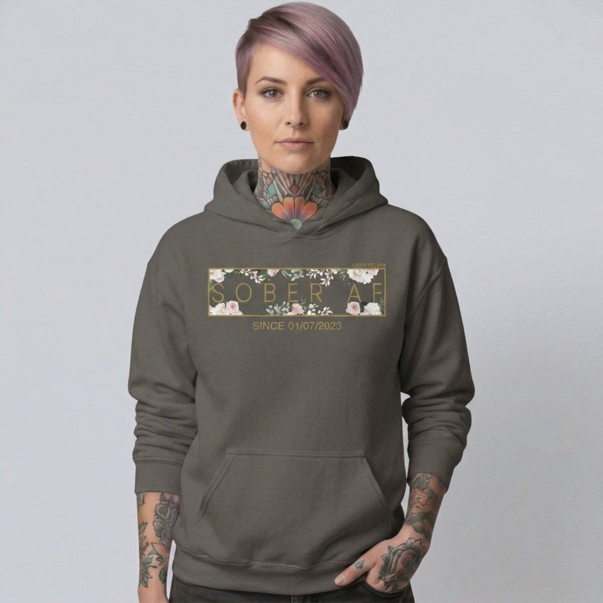 Sober AF Flower Recovery Hoodie featuring the design (view 51)