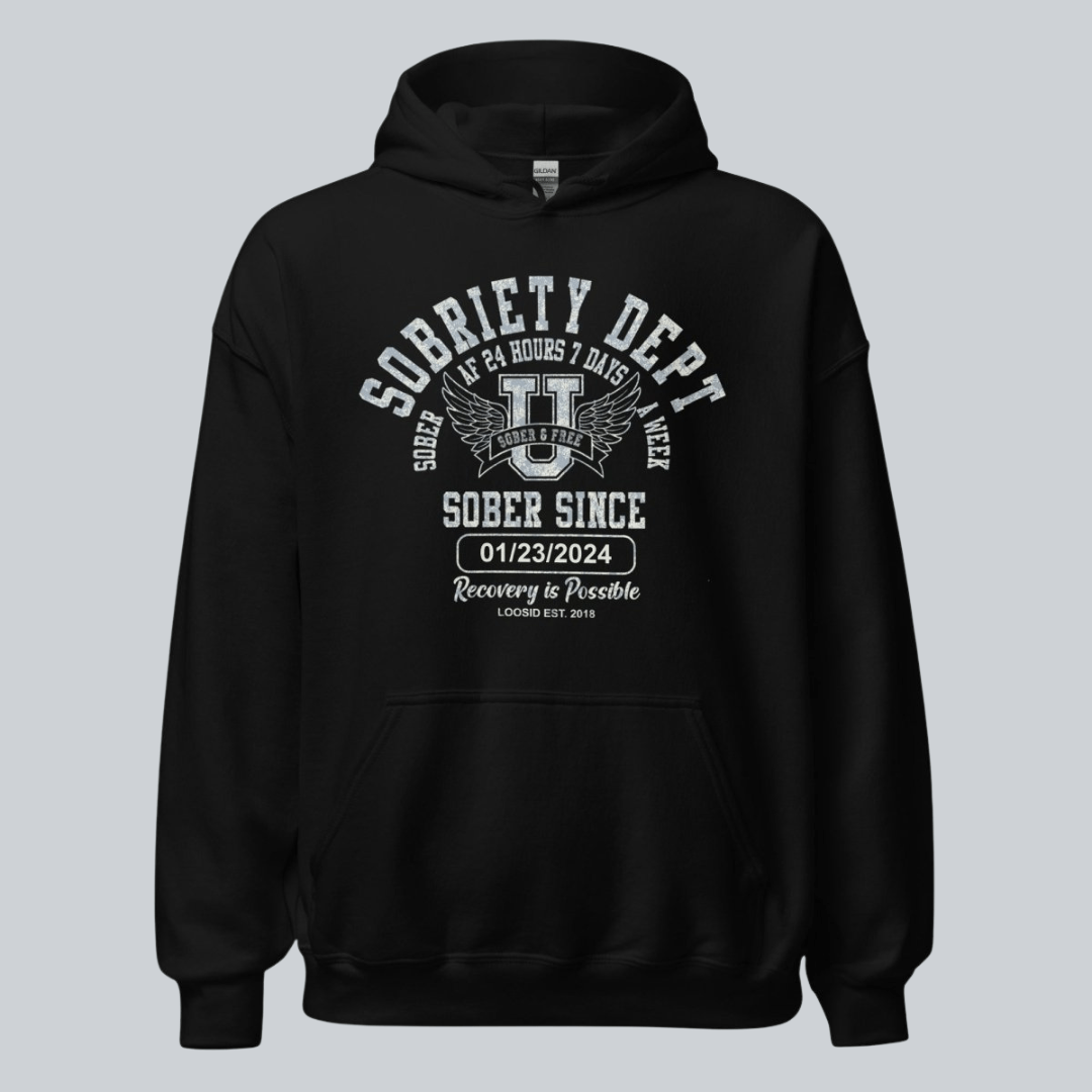 Sobriety Dept Recovery Hoodie back view (view 7)
