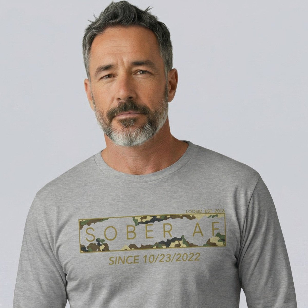 Sober AF Camo Long Sleeve Sober T Shirt product photo (view 20)