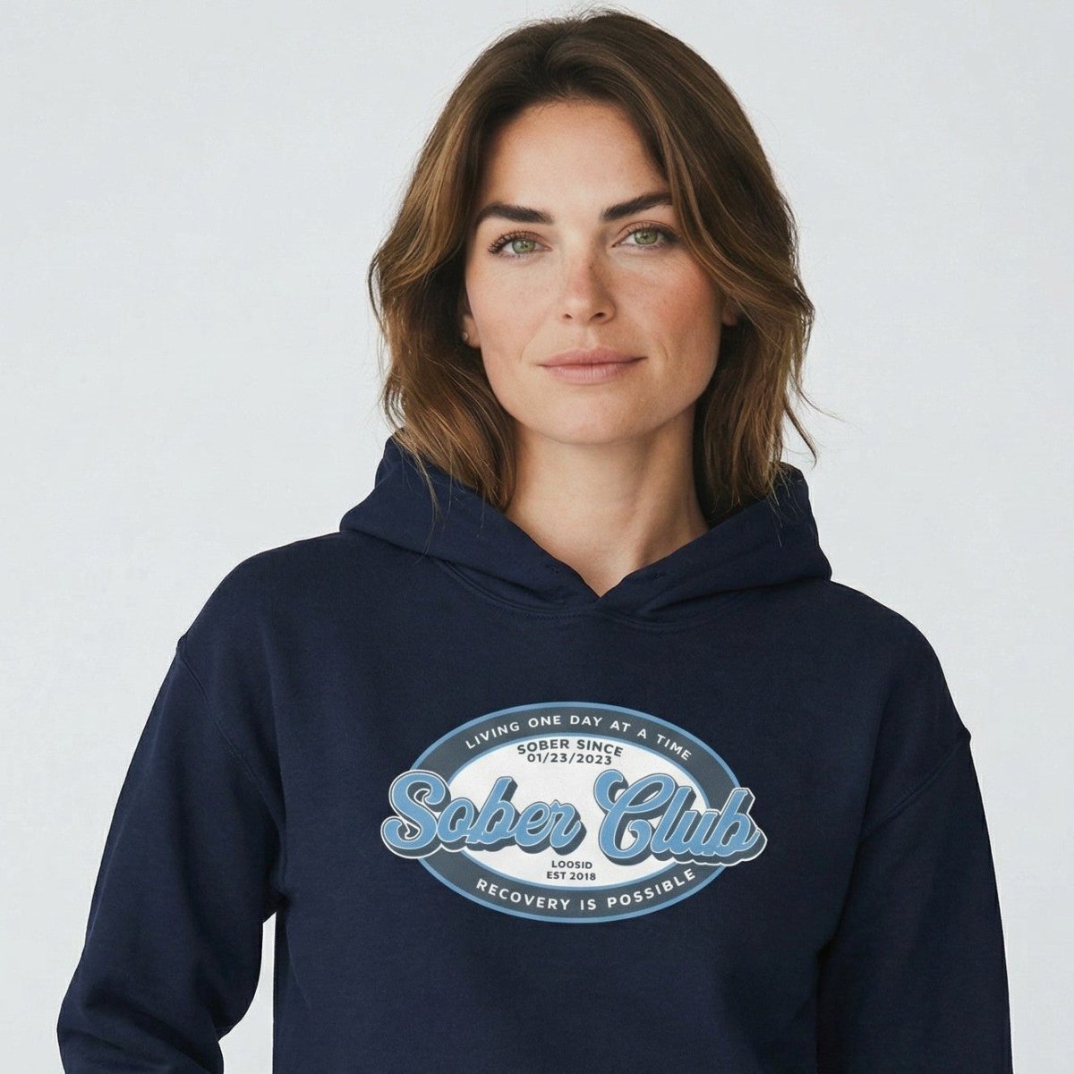 Sober Club Badge Recovery Hoodie product photo (view 10)