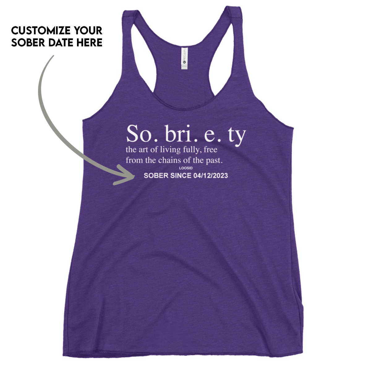 Sobriety Definition Women's w Personalize Sober Date Sober Tank Top graphic detail (view 14)
