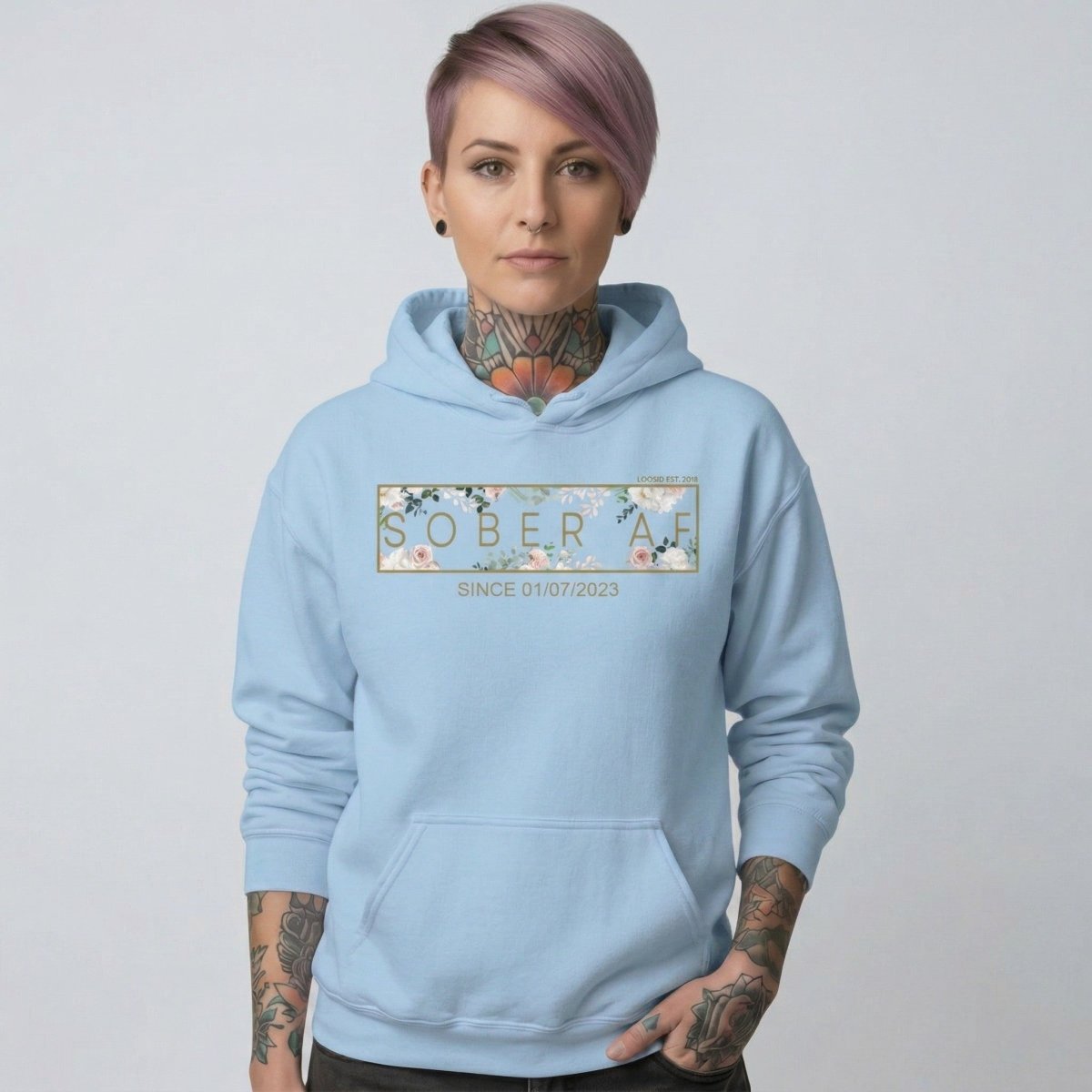 Sober AF Flower Recovery Hoodie featuring the design (view 21)