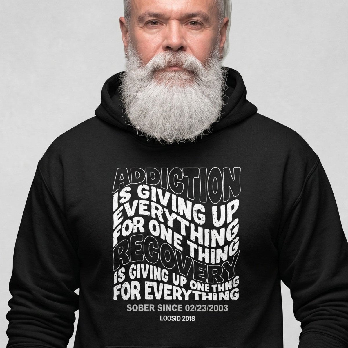 Addiction is Giving up Recovery Hoodie close-up view (view 2)