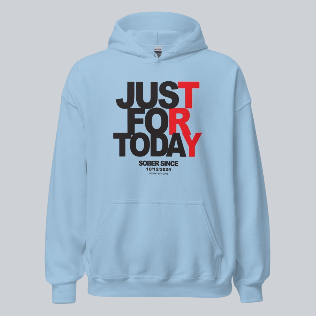 Just For Today Women's Custom Sobriety Date Recovery Hoodie featuring the design (view 21)