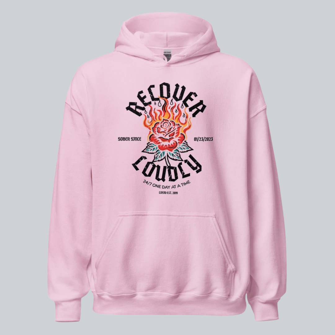 Recover Loudly Women's Custom Sobriety Date Recovery Hoodie product photo (view 30)