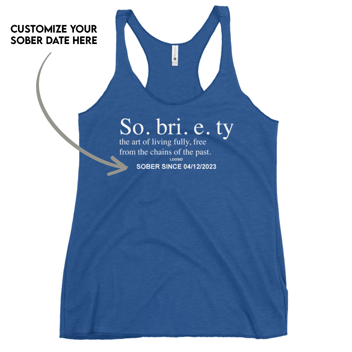 Sobriety Definition Women's w Personalize Sober Date Sober Tank Top back view (view 17)