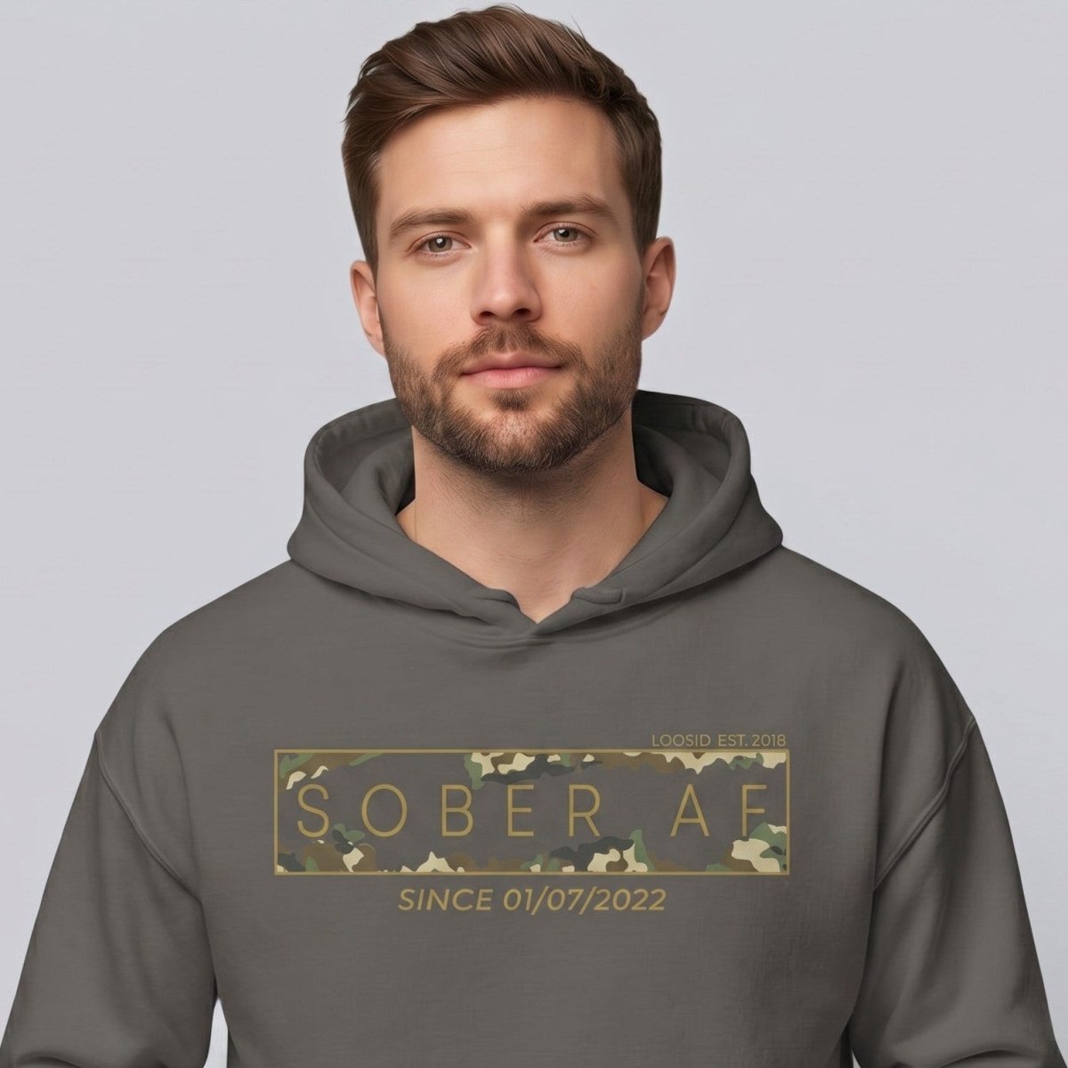 Sober AF Camo Recovery Hoodie featuring the design (view 31)