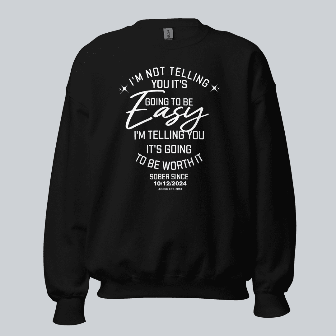 I'm Not Telling Sobriety Recovery Hoodie flat lay styled image (view 3)