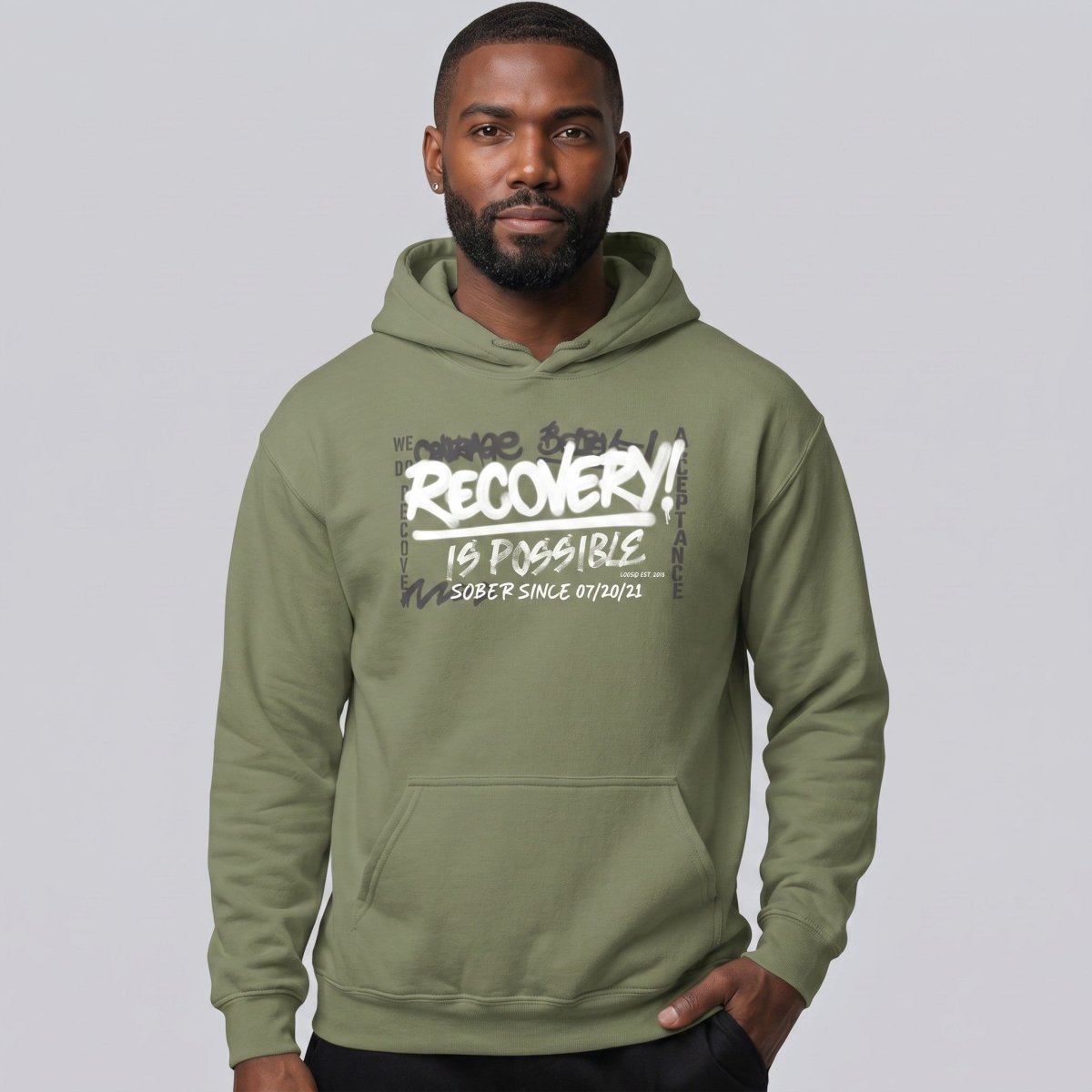 Recovery Is Possible Hoodie with Date Recovery Hoodie lifestyle view (view 15)
