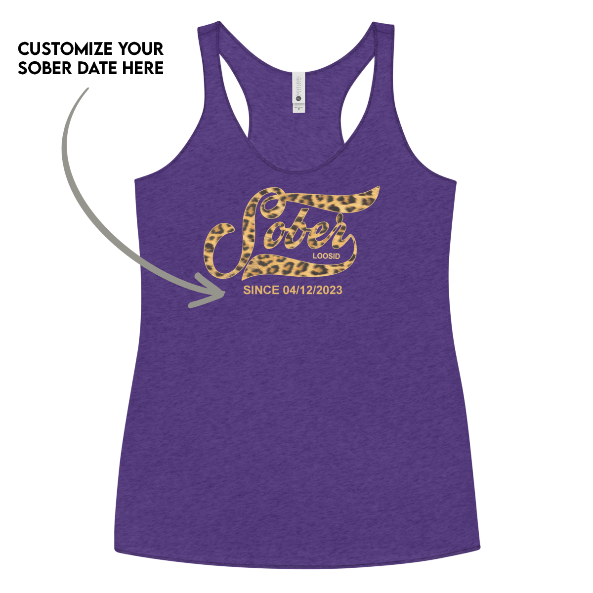 Leopard Sober Since Sober Tank Top lifestyle view (view 5)