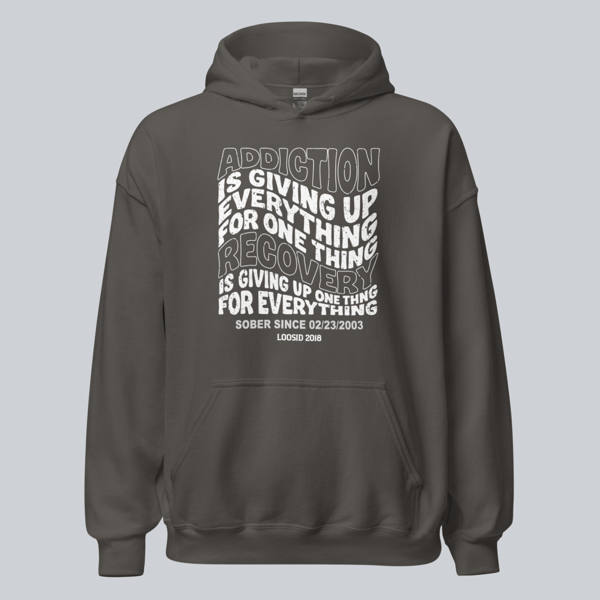 Addiction is Giving up Recovery Hoodie back view (view 7)