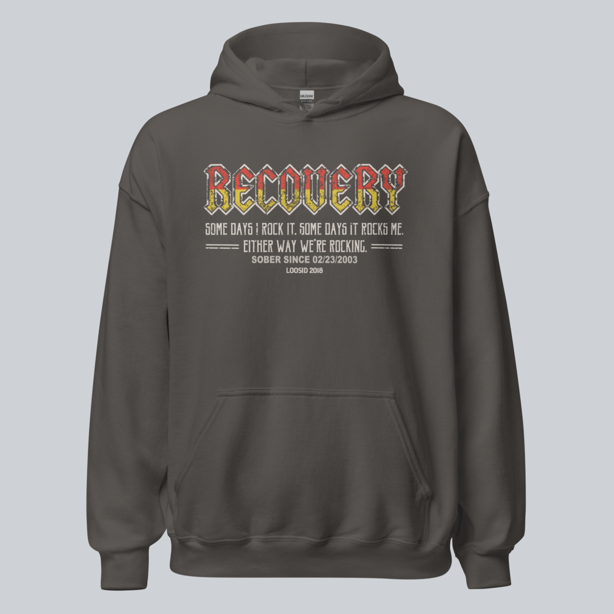 Recovery Rocks Recovery Hoodie flat lay styled image (view 13)
