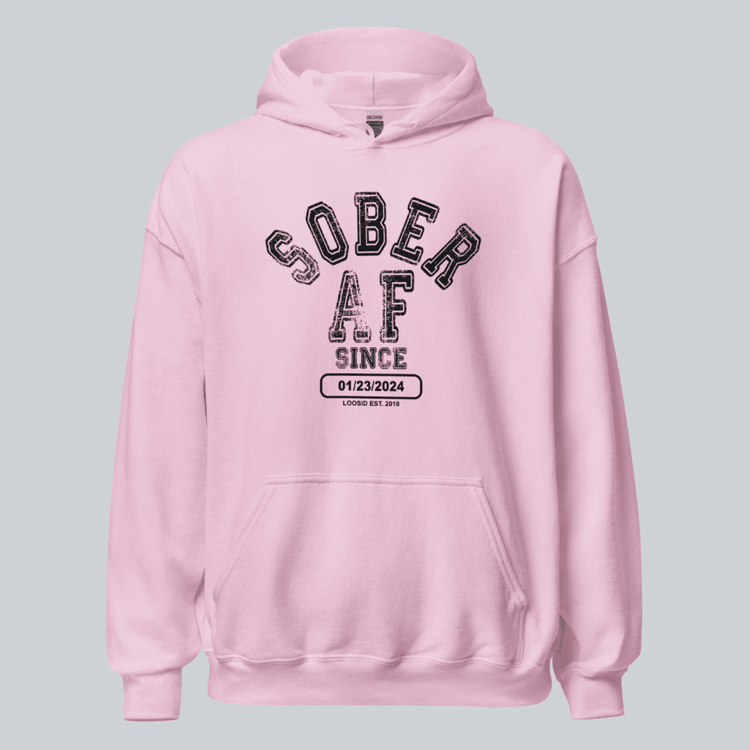 Sober AF Since Recovery Hoodie close-up view (view 32)