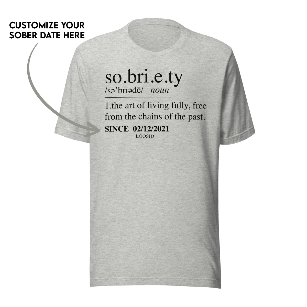Sobriety Definition Men's w Personalize Sober Date Sober T Shirt featuring the design (view 11)