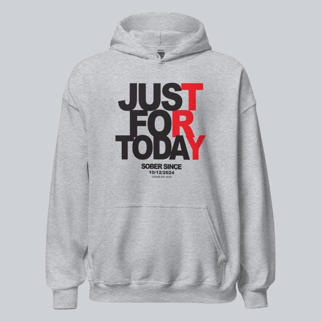 Just For Today Women's Custom Sobriety Date Recovery Hoodie side view (view 16)